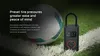 A portable air compressor is shown next to a soccer ball on a grassy field with a white line. Produktbild-Vorschau