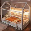 Merax Kinderbett 90x200 cm, Hausförmiges Plattformbett mit Produktbild-Vorschau 2