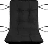A black outdoor chair cushion with ties. Produktbild-Vorschau