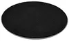 A top-down view of a round, black mousepad with a silver rim, placed on a white background. Produktbild-Vorschau