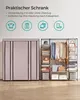 A practical wardrobe with a fabric cover and an open shelving unit displaying clothes and accessories. Produktbild-Vorschau