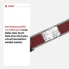 A close-up of a luggage strap with a name tag, next to a text block describing its function. Anteprima dell’immagine prodotto