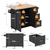 Grote, mobiele keukentafel, 137x43(76)x92 cm, eikenhout, Productafbeelding-voorbeeld 5