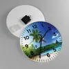 Wanduhr - Rund - Glasuhr - Baum Dschungel Welle Landschaft Produktbild-Vorschau 2