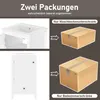 A collage showing two views of a white bathroom cabinet and two cardboard boxes, indicating separate packaging. Produktbild-Vorschau