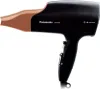 A black Panasonic hair dryer with a bronze nozzle, shown against a white background. Podgląd zdjęcia produktu