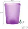 A purple orchid pot with dimensions and volume indicated. Podgląd zdjęcia produktu