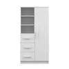 A white wardrobe with shelves, drawers, and a door, presented against a white background. Náhľad obrázku produktu