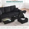 Modułowa sofa narożna z czarnego aksamitu z oświetleniem Podgląd zdjęcia produktu 4