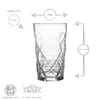 A clear glass with dimensions and capacity indicated. Voir les images du produit