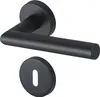 A black door handle set with a keyhole escutcheon plate, presented against a white background. Produktbild-Vorschau