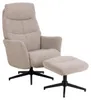 London fauteuil recliner met voetenbank bouclé beige. Productafbeelding-voorbeeld 1