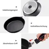 A collage of images showcasing different features of a frying pan. Produktbild-Vorschau