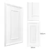 A product image showing white 3D PVC wall panels with decorative trim, presented in a collage with dimensions indicated. Produktbild-Vorschau