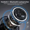 Close-up of a speaker with sound waves emanating from it, overlaid with marketing text. Produktbild-Vorschau
