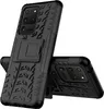 Two black phone cases with a tire tread pattern and a kickstand are shown against a white background. Produktbild-Vorschau