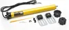 A yellow roller shutter motor and its accessories are laid out on a white background. Produktbild-Vorschau