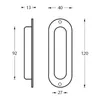 Griffmuschel Oval 120 x 40 mm mit Schraublöchern E Produktbild-Vorschau 2