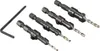 A set of four drill bits with adjustable depth collars and an Allen wrench, laid out on a white background. Podgląd zdjęcia produktu