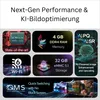 Collage of marketing images highlighting features of a media player. Produktbild-Vorschau