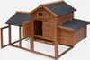A wooden chicken coop with an attached run, shown from a slightly elevated side angle against a white background. Anteprima dell’immagine prodotto