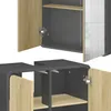 Close-up view of cabinet doors and interior shelves of a bathroom furniture set. Anteprima dell’immagine prodotto