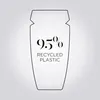 A graphic outline of a product container with text indicating the percentage of recycled plastic. Produktbild-Vorschau