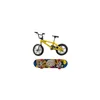 A yellow toy BMX bike and a toy skateboard with a cartoon design are shown against a white background. Náhľad obrázku produktu