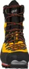 Gelbe Bergschuhe "Nepal Cube Gtx" von La Sportiva mit schwarzem Obermaterial und bunten Schnürsenkeln. Podgląd zdjęcia produktu