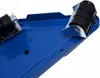 A close-up view of a blue metal furniture dolly with black rubber wheels. Náhľad obrázku produktu