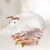 Przezroczysta szklana skarbonka na monety Świnka Skarbonka Podgląd zdjęcia produktu 3
