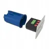 A blue cylindrical object and a black rectangular object with red and green buttons are placed on a white background. Anteprima dell’immagine prodotto