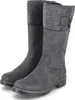 A pair of grey, mid-calf boots with a grey fabric cuff and a dark sole, presented against a white background. Anteprima dell’immagine prodotto