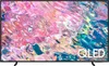 A Samsung QLED TV is displayed front and center against a white background. The screen shows a colorful, abstract pattern. Produktbild-Vorschau