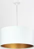 Stilvolle Hängelampe Weiß Gold Stoff rund Ø40cm Wohnzimmer Produktbild-Vorschau 1