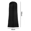 A black garment bag is shown standing upright with measurements indicated. Produktbild-Vorschau