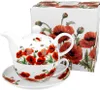 DUO FLORAL Tasse mit Teekanne CLASSIC POPPIES New Bone Produktbild-Vorschau 1