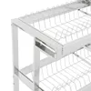 A close-up view of a two-tiered stainless steel dish drying rack. Podgląd zdjęcia produktu