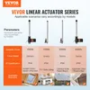 A chart comparing different models of VEVOR linear actuators, showing their specifications and applicable scenarios. Podgląd zdjęcia produktu