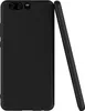 A black smartphone case is shown leaning against a black smartphone. Produktbild-Vorschau