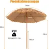 COSTWAY Sonnenschirm Hawaii, Ø205cm Strandschirm Stroh Produktbild-Vorschau 7