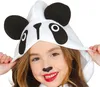A young girl wearing a panda costume hood. Produktbild-Vorschau