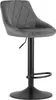 A gray velvet bar stool with a black metal base and adjustable height. Náhled obrázku produktu