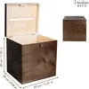 Creative Deco hnědá dřevěná krabička s víkem na karty Náhled obrázku produktu 3