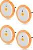 Four round LED night lights with orange trim and a central amber light. Produktbild-Vorschau