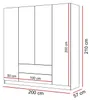Kleiderschrank AUREL 4D2SZ KASCHMIR Produktbild-Vorschau 7