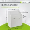 A diagram showing the dimensions of a white children's bookshelf with storage drawers. Podgląd zdjęcia produktu