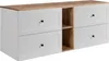 A white and brown cabinet with drawers and an open shelf. Anteprima dell’immagine prodotto