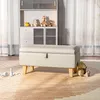 Livingandhome Polsterhocker mit Stauraum & Holzbeinen – Produktbild-Vorschau 2