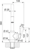 Technical drawing of a faucet with dimensions and angles. Podgląd zdjęcia produktu